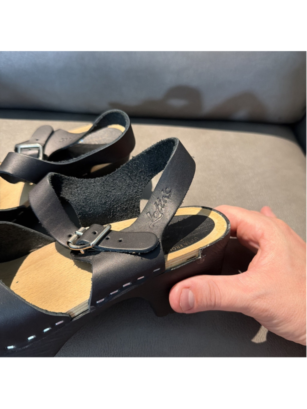 WOMEN’S LOTTA’S CLOG SANDALS SWEDEN STOCKHOLM BLACK LEATHER SIZE 39 EU - Picture 3 of 11